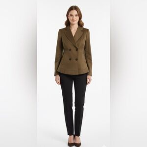 Tahari Tan Brown Ruffle Blazer